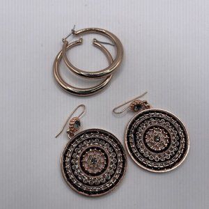 Set Of 2 Rose gold tone  Round Fashion Earring Sets